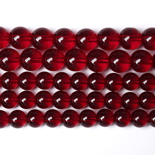 8MM 45PCS Garnet Red Glass Crystal Spacer Loose Beads for Jewelry Making DIY Bracelet 15 Inches 1 Strand