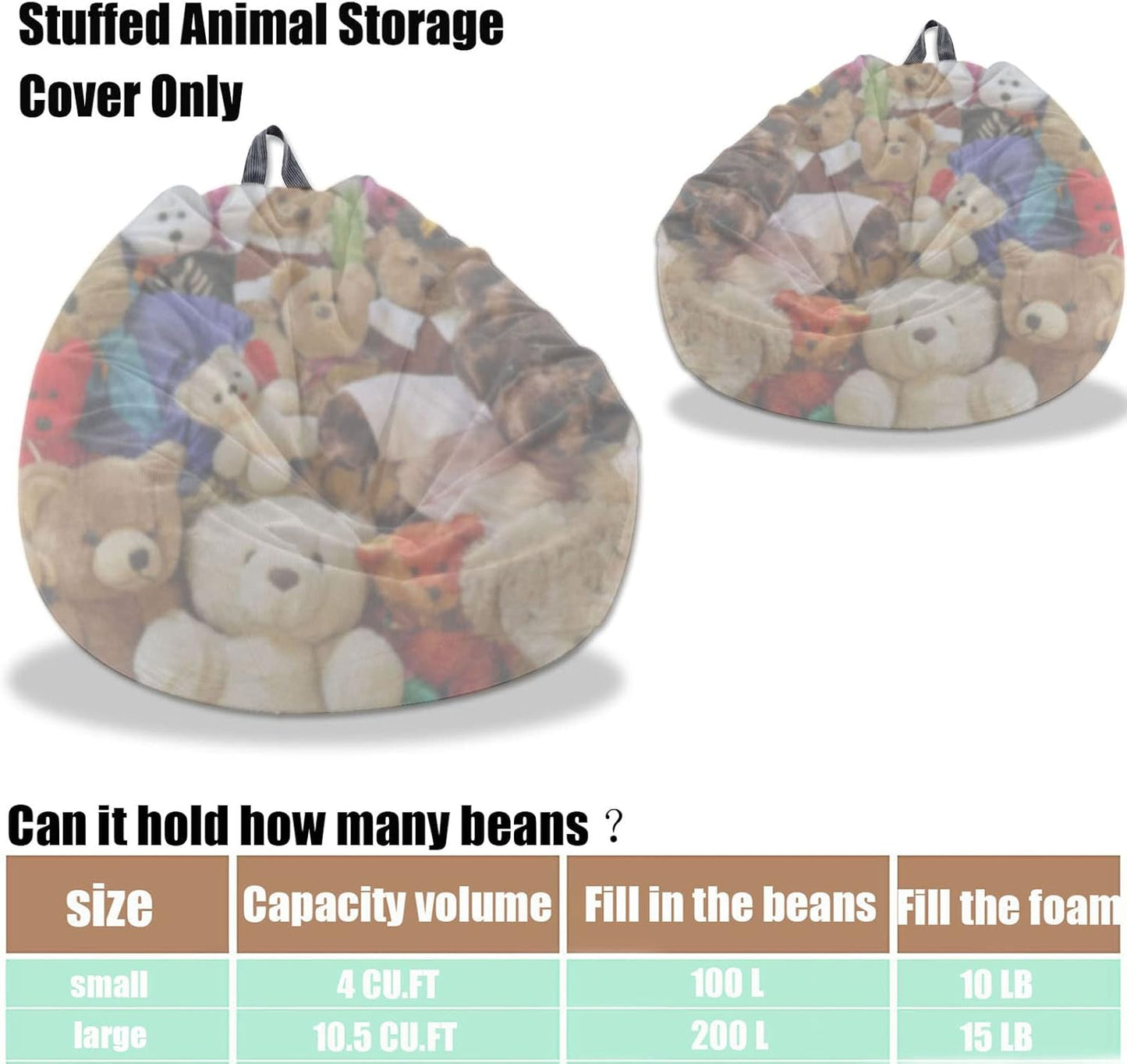 Kisoy Bean Bag Chair Cover (No Filler) Stuffed Animal Storage Bean Bag Cover Pets Dogs/Cats Lazy Beds. Washable Ultra Soft Corduroy Stuffed for Organizing Plush Toys or Textile, Sack Bean Bag