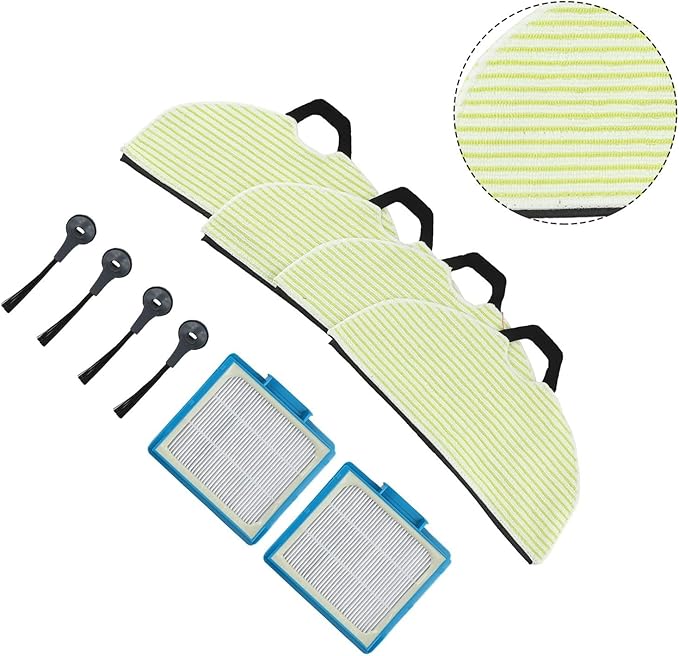 Side Brush, and Mop Pads Set, Compatible with For Shark RV2001WD, RV2002WD, AV2001WD, Robot Vacuum, Microfiber, Cleaning Pads, Reusable, for Shark Robot Vacuum Cleaner Accessories