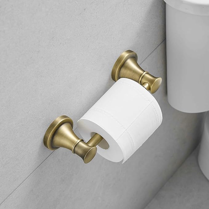 RUMOSE Toilet Paper Roll Holder Bathroom Flexible Pivoting Tissue Handle on Wall Mounted Antique Brass Rustproof Toilet Tissue Roll Holder,Stainless Steel