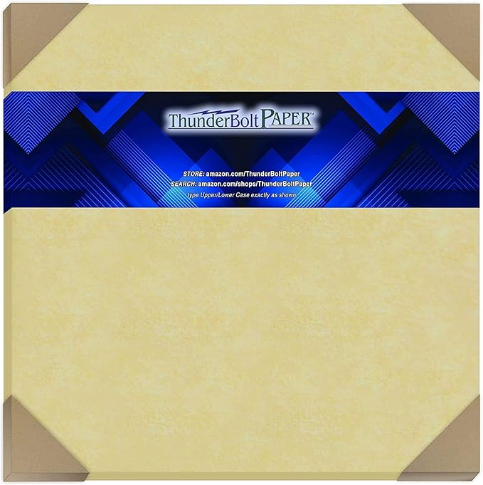 25 Gold Parchment 65lb Cover Weight Paper - 12" X 12" (12X12 Inches) Scrapbook Album|Cover Size - Printable Cardstock Colored Sheets Old Parchment Semblance