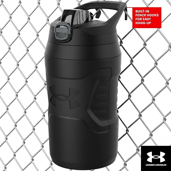 Under Armour 32 oz Insulated Water Bottles - Sports Water Jug with Fence Hook, Leak Resistant for Baseball, Football & More, 32 oz Insulated, Red/Black