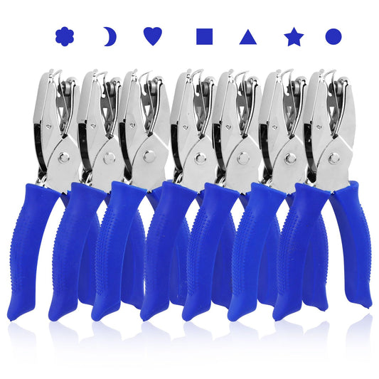 7-Pack Craft Hole Punch Set, Metal Single Hole Puncher with Soft-Grip Handles, 1/4" & 3/16" Multi Shapes for Scrapbooking, Card Making, Office Binder & DIY Crafts