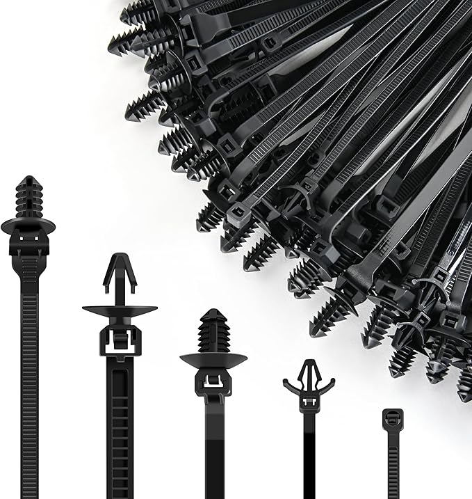 GOOACC Push Mount Cable Zip Ties Heavy Duty Nylon Push Mount 5 Most Popular Sizes Self Locking Cable Strap Assortment for Indoor Outdoor Wire Tying Construction Auto ect -160 Pcs