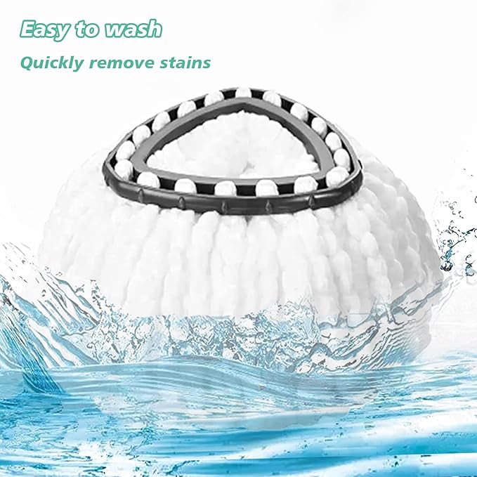 4 PCS Spin Mop Replacement Head,100% Microfiber Mop Heads Replacements Compatible with Triangle Spin Mop,360 Degree Round Spin Mop Replacement Head for Easy House Cleaning Floor Mopping