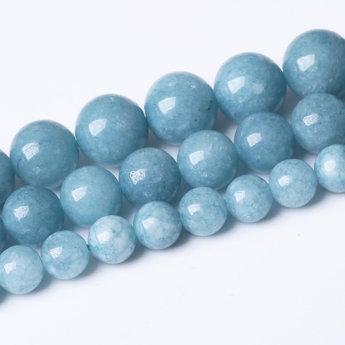Blue Chalcedony Beads Gemstone Round Crystal Energy Jade Stone Beads for Jewelry Making DIY Bracelet Necklace 1 Strand 15.5inch 35PCS 10MM