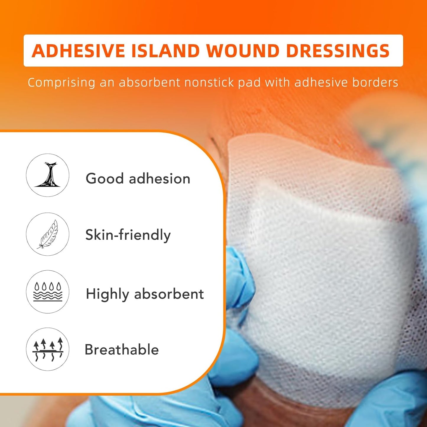 [4''x4''-30count] Carbou Island Dressing Bordered Gauze Sterile Individually Wrapped Gauze Pads,Highly Absorbent Adhesive Dressing Pad,Soft and Breathable Wound Dressing for Wound Care
