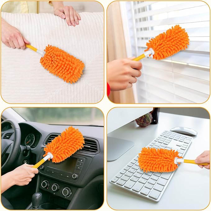 MAVRIZ Reusable Dusters - 1 Handle & 8 Washable Duster Refills, Eco-Friendly Alternative to Swiffer Dusters (Not Compatible), 360° Dust Cleaner for Home, Furniture, Ceiling Fans, Cobwebs