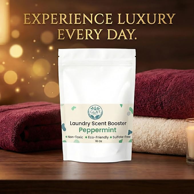 Plant-Based Laundry Scent Booster (Powder) - Peppermint | Invigorating Odor Eliminator, No Residue | Hypoallergenic for Sensitive Skin, Eco-Friendly, Non-Toxic Fabric Freshener | 16 Oz