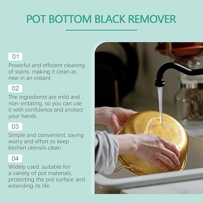 Liquid Pot and Pan Cleaner for Burnt On Food & Grease, Tough Stove Top and Cookware Cleaner, Removes Stubborn Stains on Stainless Steel, Cast Iron, Copper Pots - 5 Fl oz