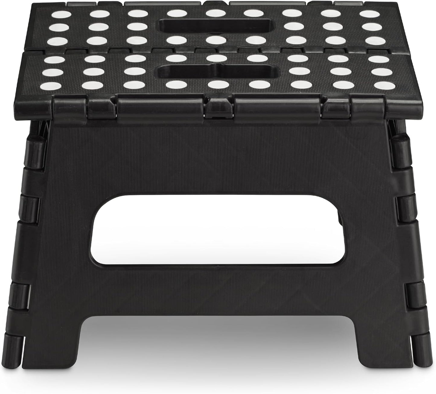 Handy Laundry - Folding Step Stool - Sturdy Enough Collapsible Stool to Support Adults and Safe Enough for Kids - Opens Easy with One Flip - Great for Kitchen, Bathroom or Bedroom (Black - 8 Inch)