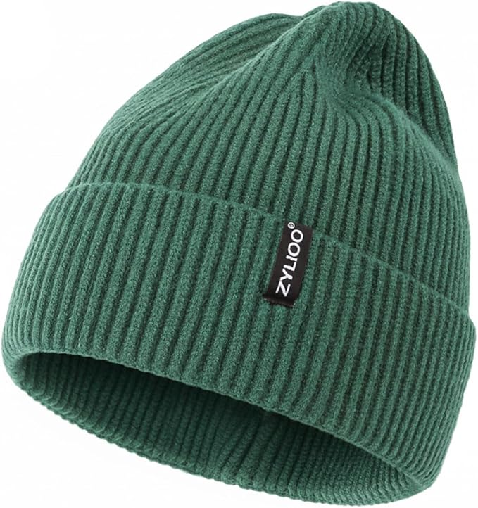 Zylioo Oversize Beanie Hats, XXL Big Size Ribbed Knit Cuffed Winter Hat for Cold Weather, Warm Skull Watch Cap