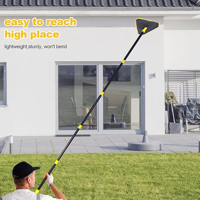 Newly Upgraded Wall Mop with 82 Inches Long Handle, 180° Folding Baseboard Cleaner Tool Duster Buddy with Window Squeegee, 6 Replacement Pads for Cleaning Painted Wall, Ceiling, Wash Floor