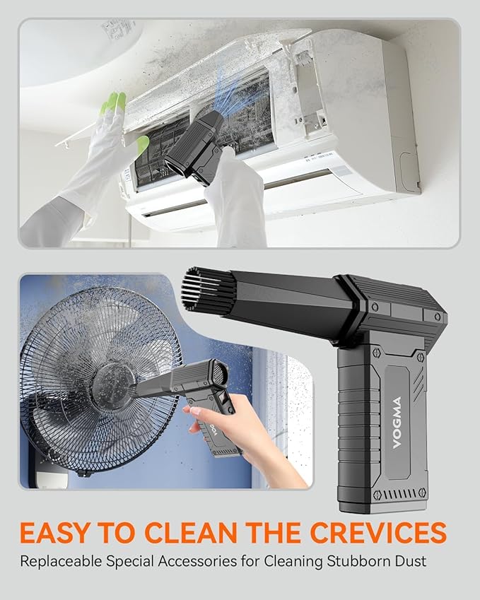 Compressed Air Duster,8 Gear Adjustable 200000RPM Electric Air Duster with HD Display,Rechargable Air Blower/Snow Blower with Brusheless Motor,Jet Dry Blower Replace Canned Air for PC, Keyboard
