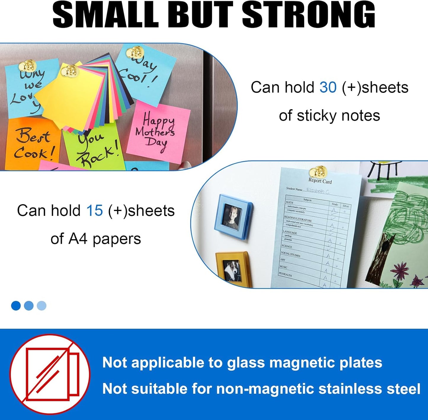LOVIMAG Fridge Magnets 40Pcs Refrigerator Whiteboard Small Strong Magnet Classroom Kitchen Accessories Decorative Locker Set Decor Must Haves Office Calendar Refrigerador Magnetic Cute Crafts Gold