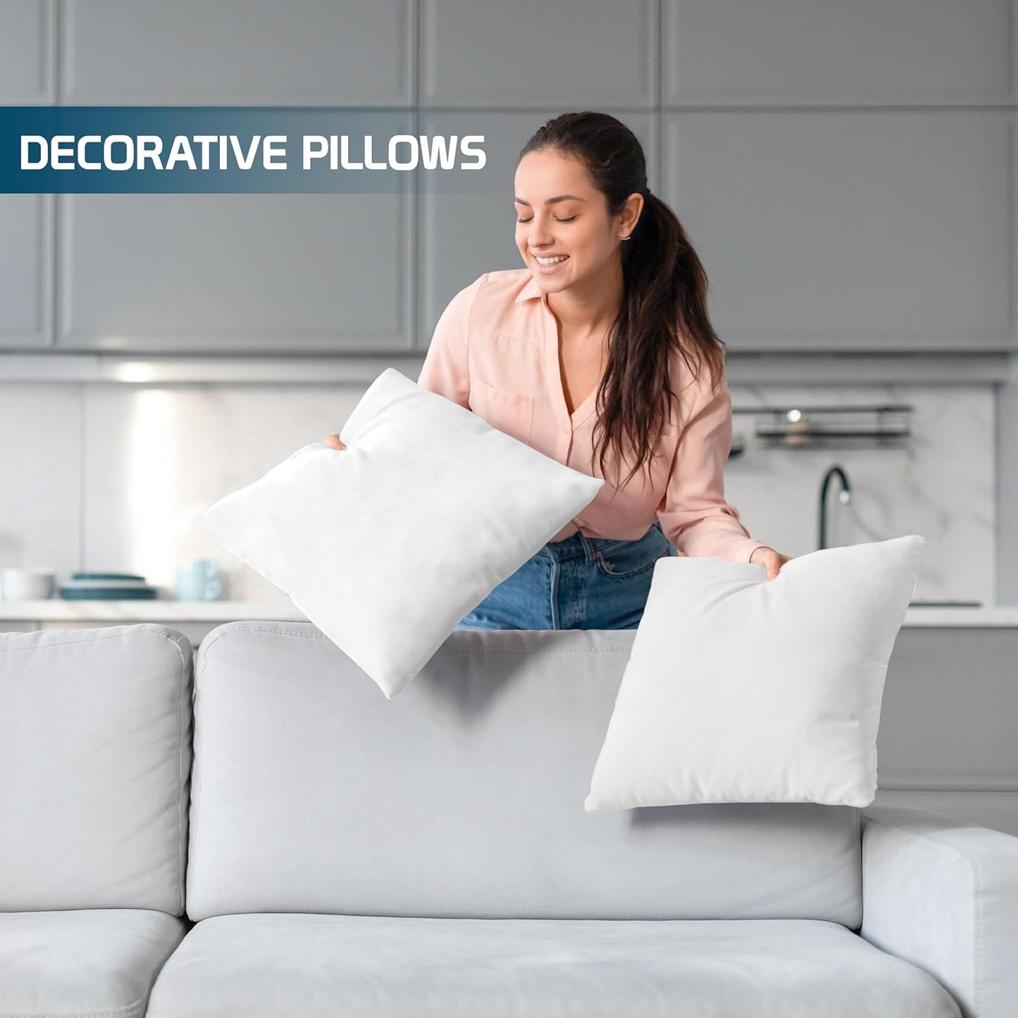 Utopia Bedding Throw Pillows (Set of 24, White), 16 x 16 Inches Pillows for Sofa, Bed and Couch Decorative Stuffer Pillow