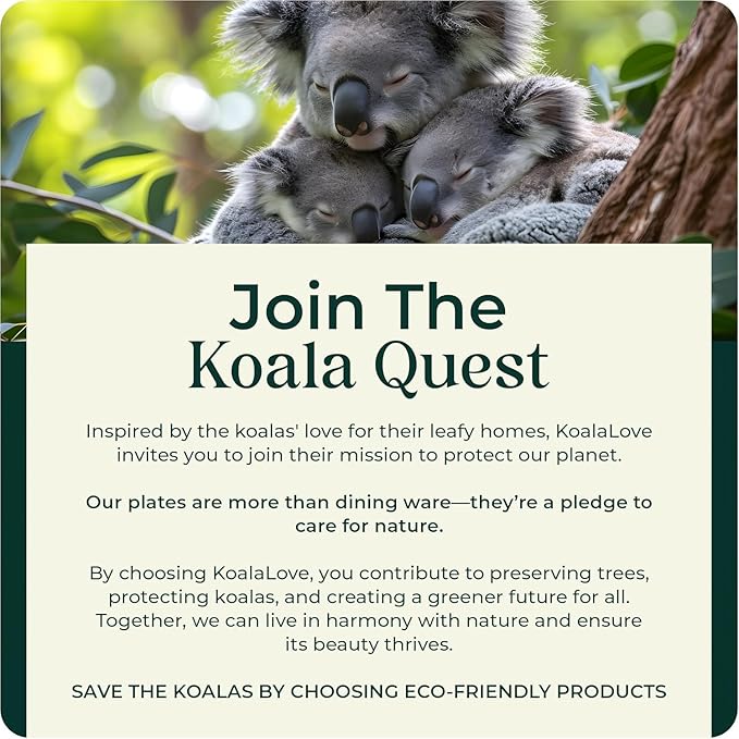 Koala love Palm Leaf Plate Bamboo Paper Plates Disposable 10 Inch & 7 Inch Bulk Party Pack Eco Compostable Biodegradable Wooden Plate Best Alternative To Plastic Paper Plates (50 pc)