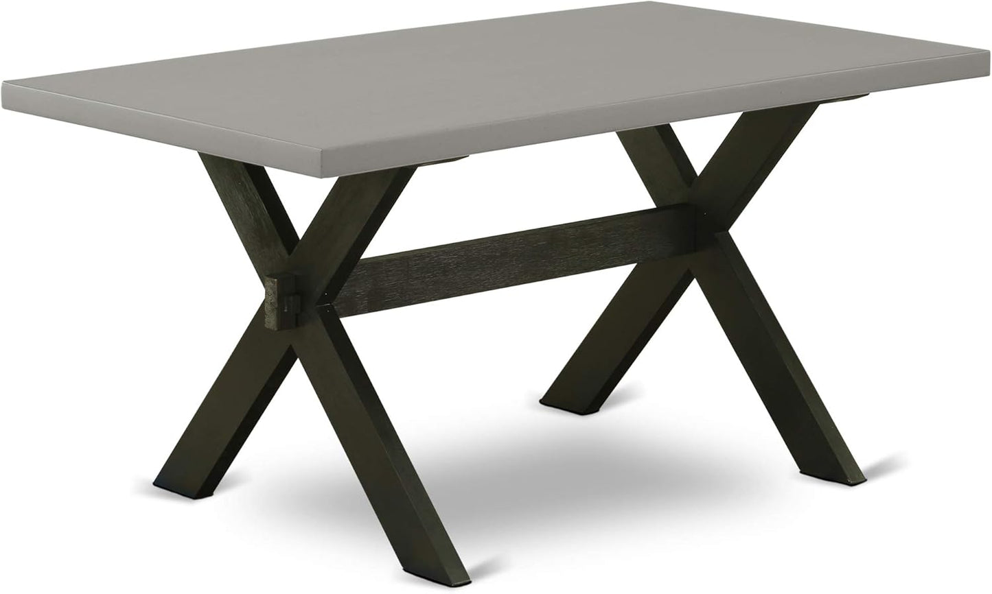 East West Furniture X697DR124-9 9 Piece Modern Dining Table Set Includes a Rectangle Wooden Table with X-Legs and 8 Black Color Linen Fabric Upholstered Chairs, 40x72 Inch, Multi-Color