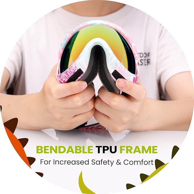 OutdoorMaster Kids Ski Goggles - Helmet Compatible Snow Goggles for Boys & Girls with 100% UV Protection