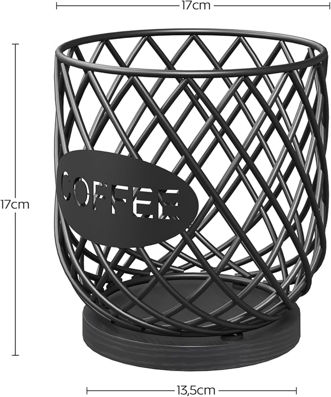 Coffee Pod Holder Organizer, Holder for K Cup, Large Capacity Coffee Pod Basket, Versatile Coffee Capsule Storage Organizer, for Kitchen Countertop, Black KH09BB