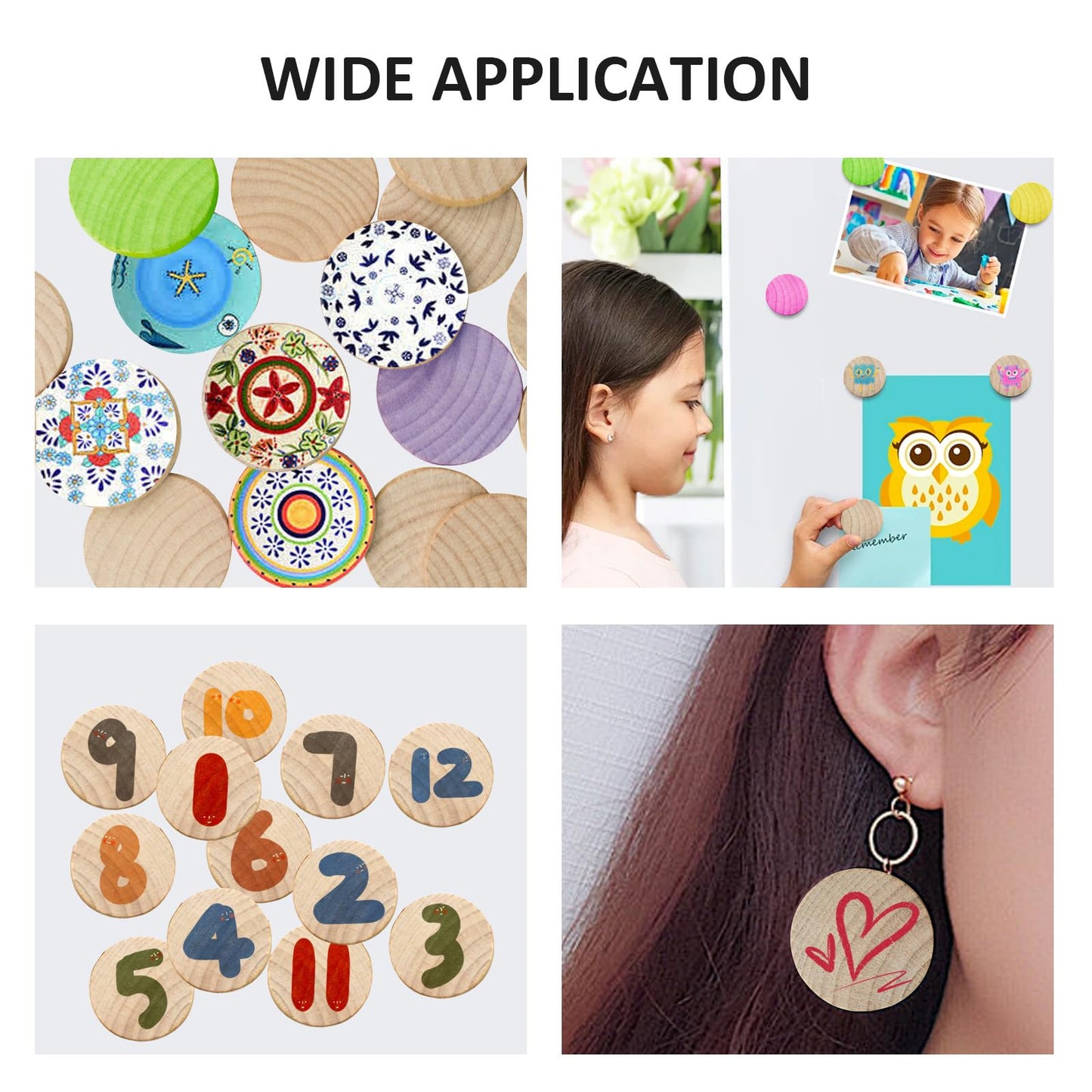 Enkrio 100Pcs Unfinished Wood Slices 1-1/2 inch Round Wooden Coins Wooden Disc Blank for DIY Crafts Art Supplies (1-1/2'' x 13/64'')