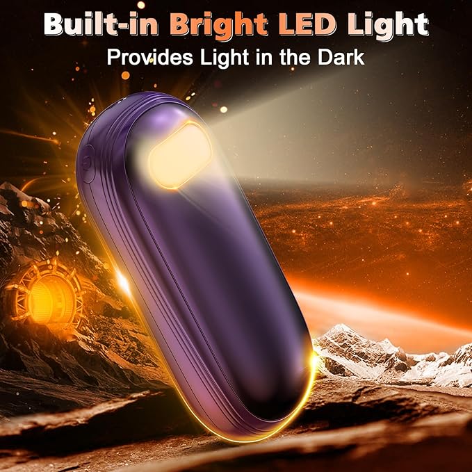 Hand Warmers Rechargeable - Electric Hand Warmers 2 Pack with Dual-Sided Heating for 15Hrs Warmth, LED Display & Flashlight, Hunting Essentials, Gifts for Christmas Man Women Raynauds Golf