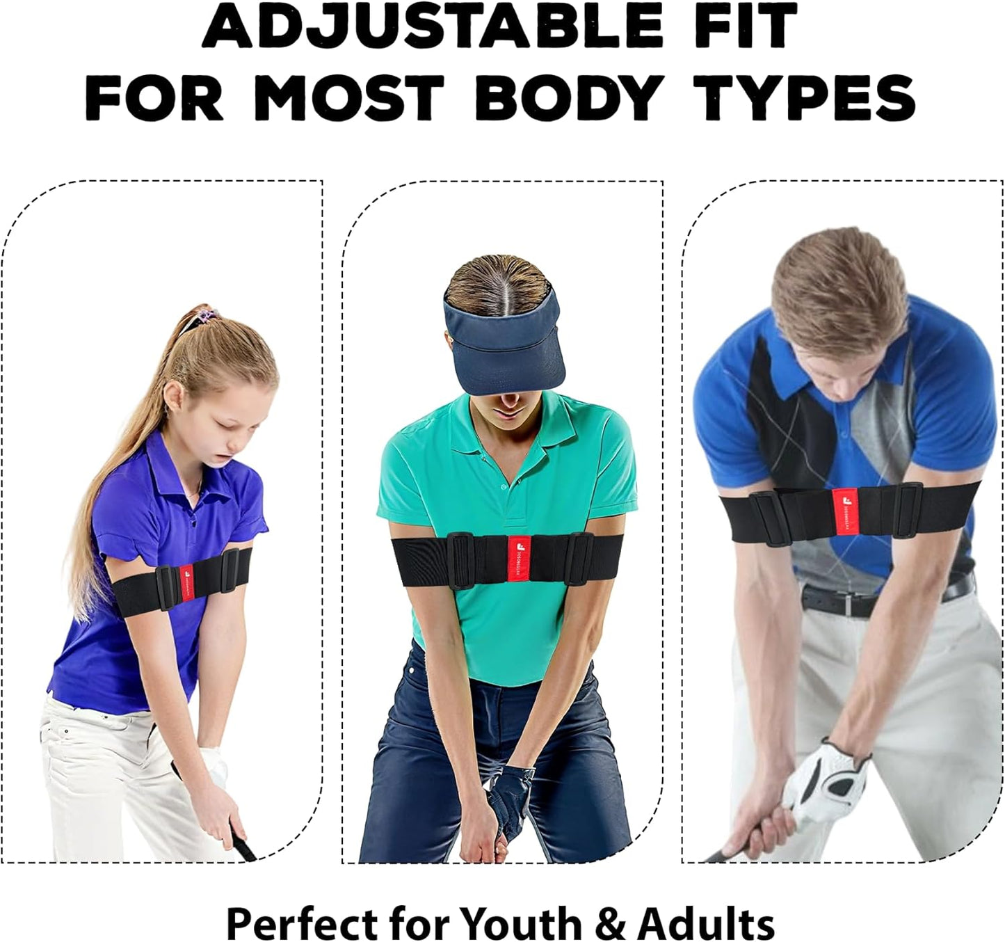 Golf Swing Trainer Aid, Adjustable Elastic Swing Correcting Arm Band, Golf Practice Accessories to Fix Chicken Wing, Golf Training Equipment Gifts for Golfers, Beginners and Players