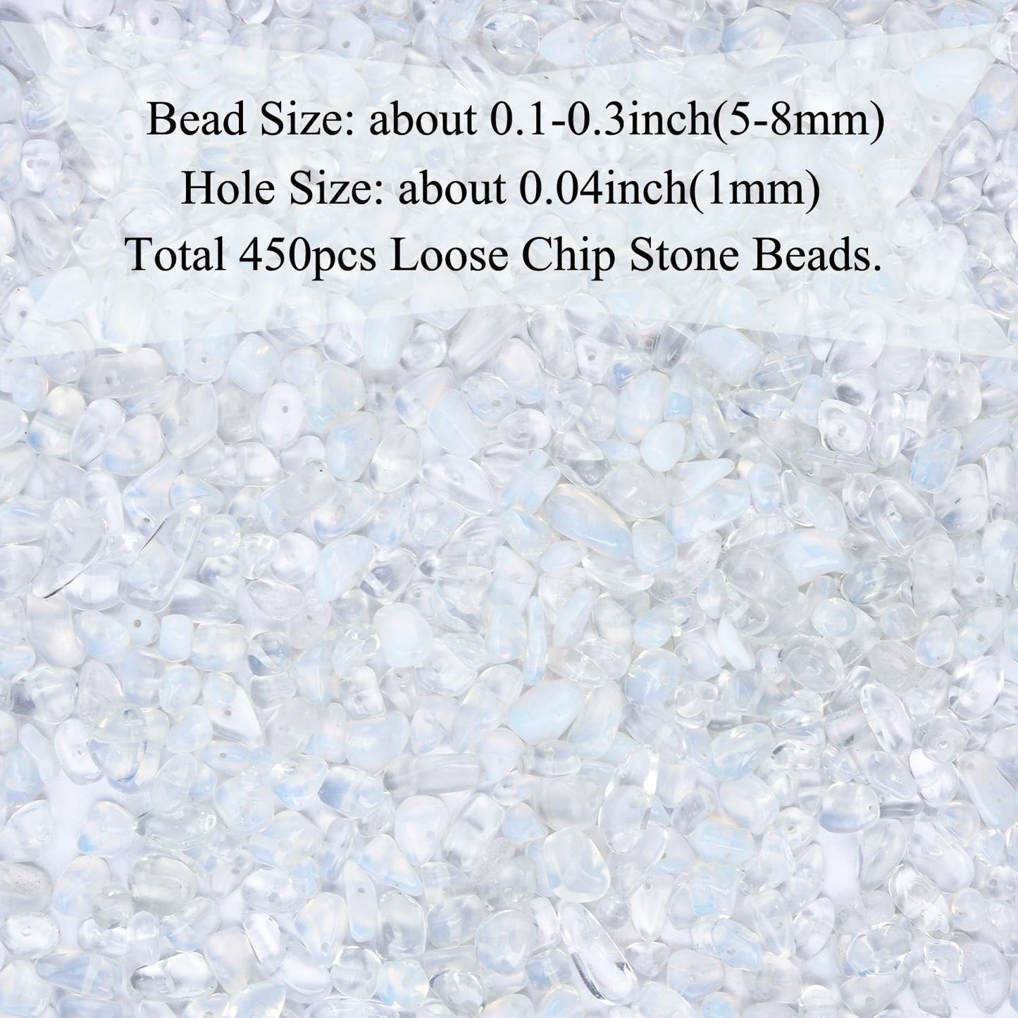 Natural Chip Stone Beads 450pcs Opalite Chips 5-8mm Irregular Healing Crystal Rocks Hole Drilled DIY Loose Gemstone Beads for Jewelry Making Bracelet Earrings Necklace Crafting