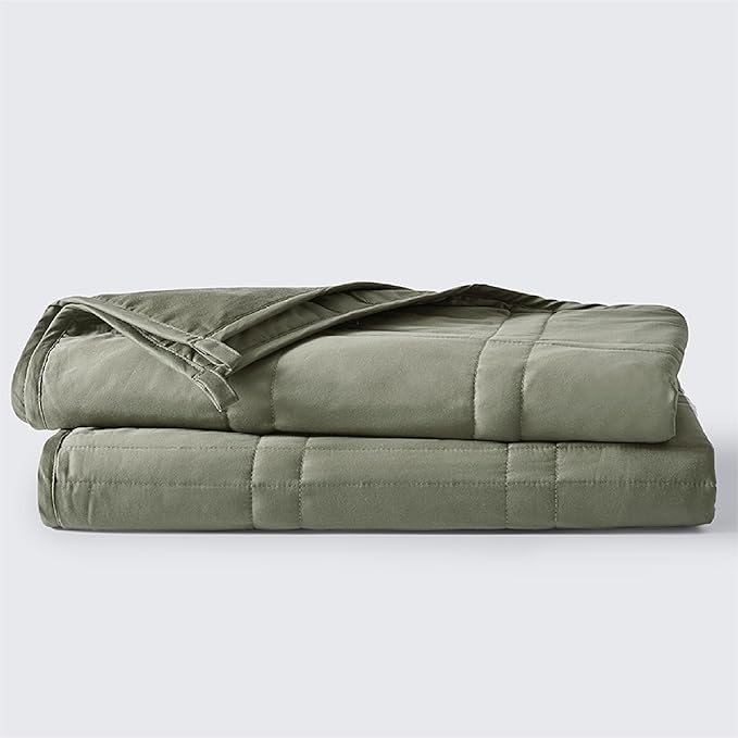 Baloo Weighted Blanket for Adults 20 lb (Vert, 80"x87") | Cool & 100% Cotton | Machine Washable & Dryer Safe | Glass Microbead Fill