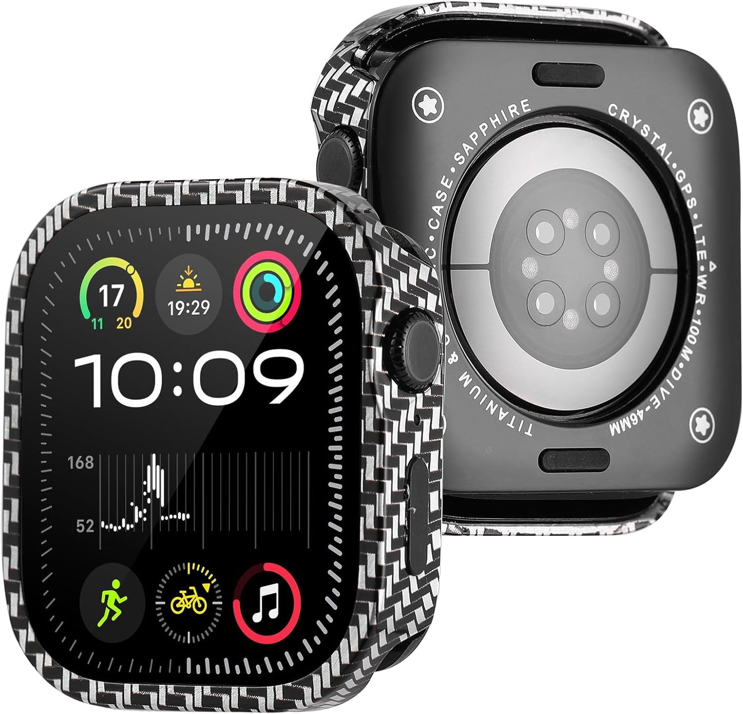 Metal Rugged Case for Apple Watch Screen Protector 46mm, Shockproof Lightweight Protective Bumper Cover 9H Tempered Glass Screen Protector and Back Cover for iWatch 11/10