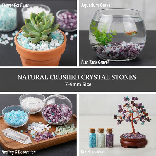 Natural Black Obsidian Tumbled Chips Crushed Crystal Stone, 7-9mm Polished Healing Crystal Chips Healing Reiki Crystal Jewelry Making Home Decoration
