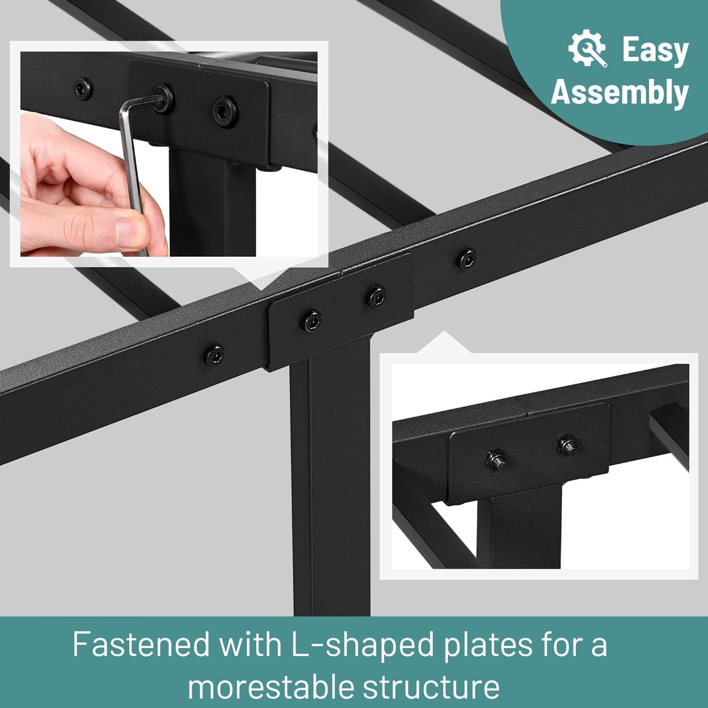 Twin Bed Frame-Classic Metal Platform Bed Frame Mattress Foundation with Victorian Style Iron-Art Headboard/Footboard/Under Bed Storage/No Box Spring Needed/Black
