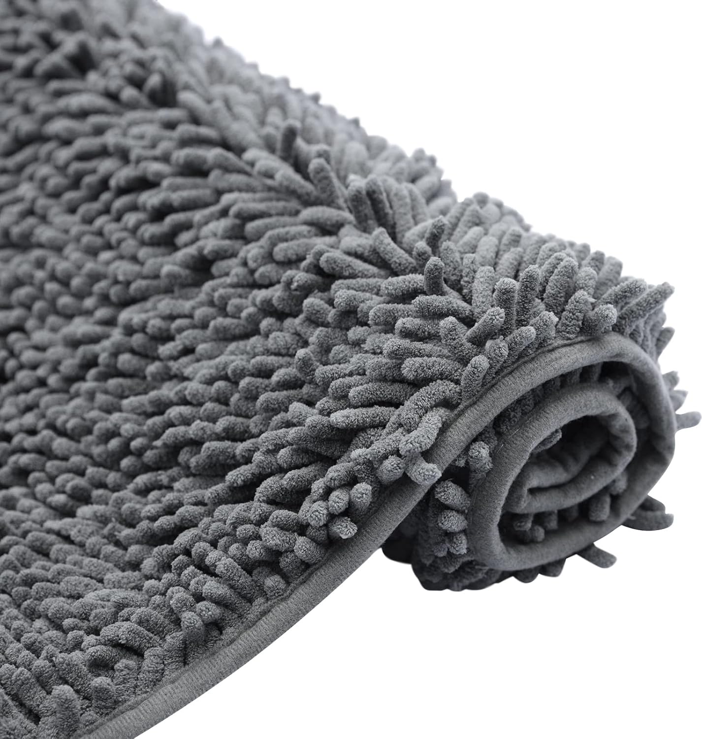 Non-Slip Bath Rug,Extra Soft Microfiber Bedroom Shag Carpet with Anti-Slip Backing,Water/Dust Absorbent Fast Dry Shower Mat,Sound Insulated Stairs Pad,Machine Washable (Dark Grey,17 x 27 Inches)