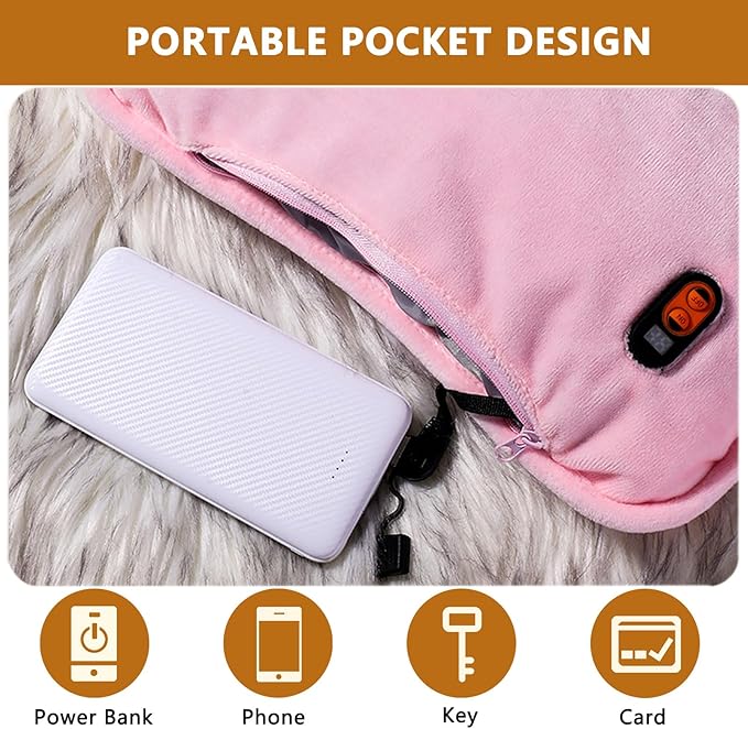 Hand Warmers Rechargeable, Electric Heated Gloves with Rechargeable Batteries 3 Levels 7.6V Fast Heating Handwarmer Pouch for Women Men Kids Winter Hiking Camping Hunting Skiing Outdoor Sports Working