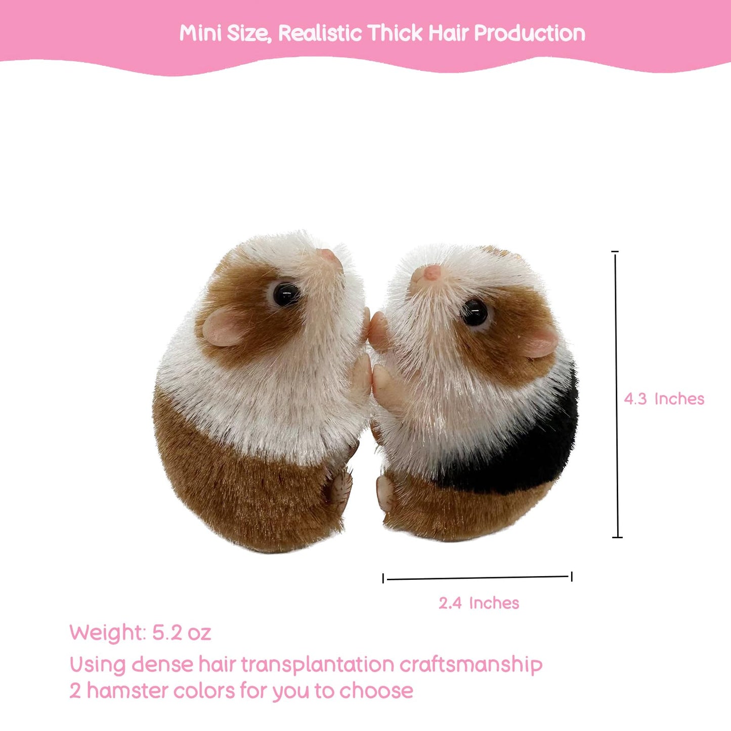 VOLOBE 5 Inches Silicone Hamster, Realistic Toy Hamster as Silicone Piglet Companion with Sleeping Pad Accessories for Kids Boy Girl Birthday Handmade Gift (Black Hamster)