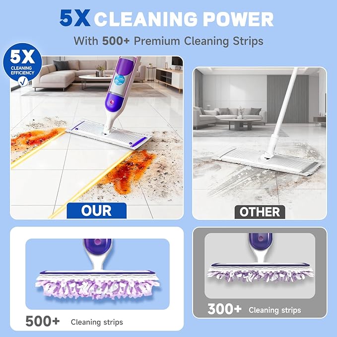 48 Pack Disposable Power Mop Pads Refills for Swiffer Power Mop Pads, 5X Cleaning & Unscented 14-Layer Thickened Multi-Surface Replacement Mopping Refills Pads for Floor Surface Cleaning