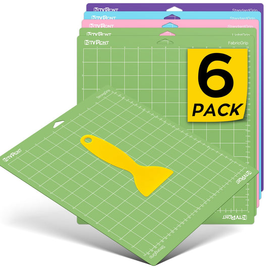 HTVRONT Cutting Mat, 6 Pcs Cutting Mat 12x12(Standard, Light, Strong, FabricGrip) Compatible with Cricut Maker 3/Maker 4/Maker/Explore 3/4/5/Air 2/One, Variety Adhesive Sticky Cutting Mats Accessories