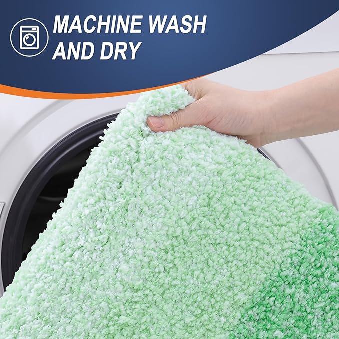 OLANLY Bathroom Rugs Mat 24x16, Extra Soft Absorbent Microfiber Bath Rugs, Rubber Backing, Quick Dry, Machine Washable Bath Mats for Bathroom Floor, Tub and Shower, Home Decor Accessories, Green