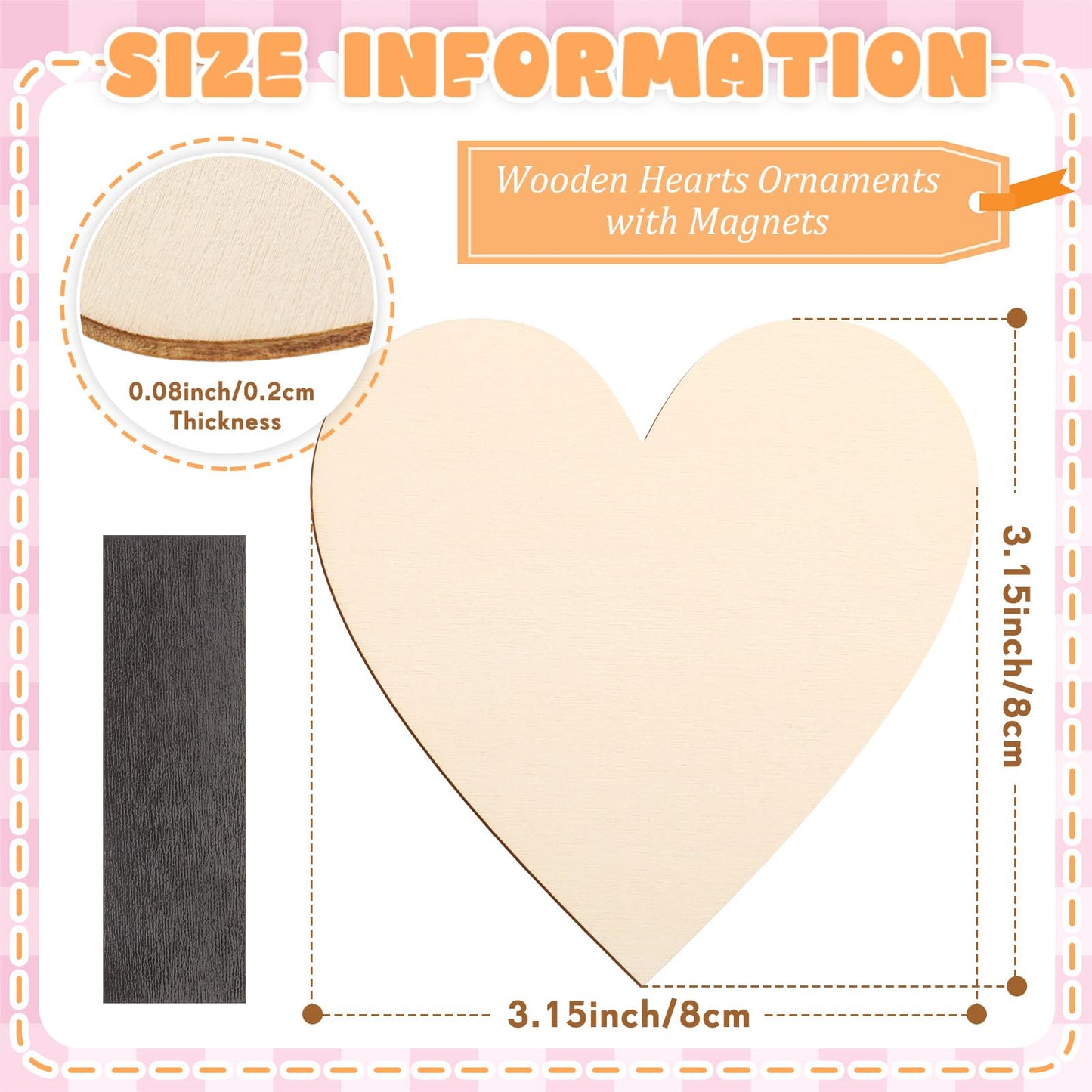 Qunclay 40 Pcs Wooden Heart Magnets for DIY Crafts, 3.15 '' Unfinished Wood Heart Slices for Kids Art Projects, Fridge Magnets, Father's Day, Wedding, Classroom, Home Craft Decor