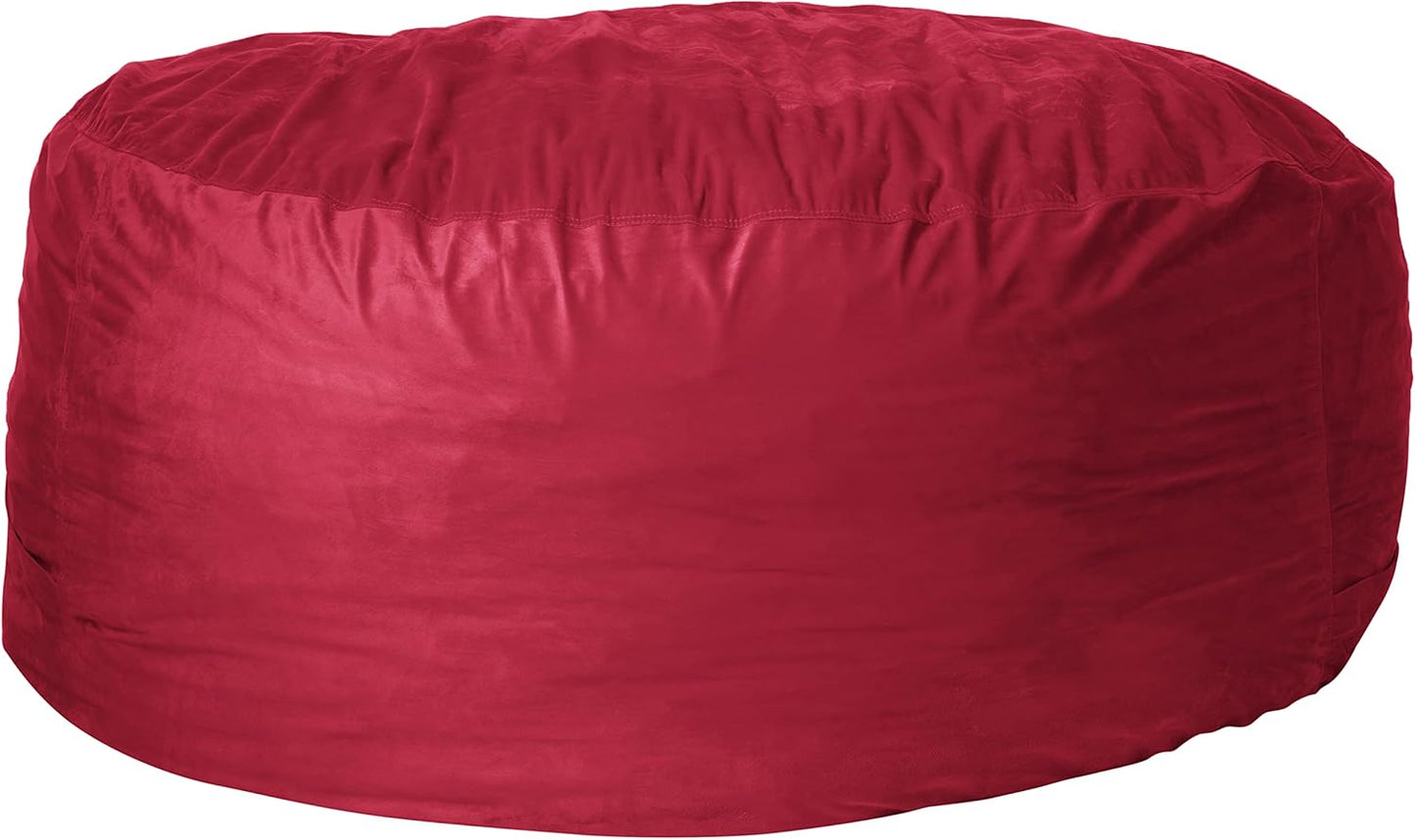 Sofa Sack Bean Bag Chair Cover Only, for Adults and Kids, Without Filling Comfy Fluffy Round or Oval Beanbag Chair Cover Replacement, Lazy Sofa Cover for Reading Chair or Floor Chair, 6-Feet, Cinnabar