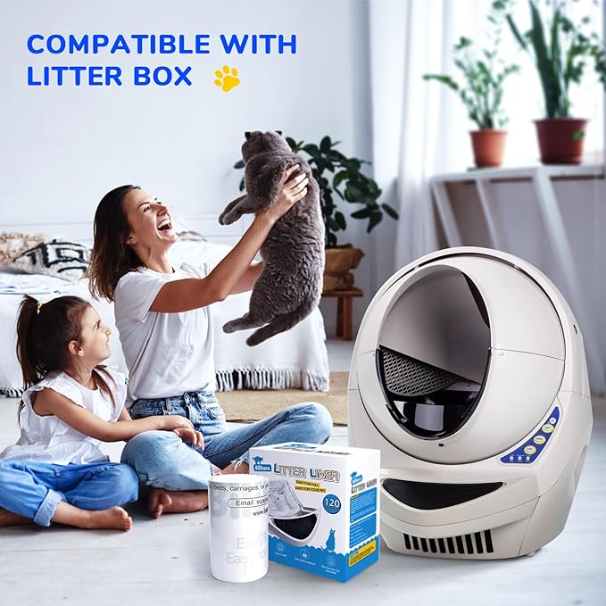 Litter Box Liner Bag Compatible with Cat litter Box Robots 3 and 4, 120 Pack - Extra Thick Waste Bags for Self-Cleaning Pet Kitty Litter Box Drawer Liners, 9-11 Gallons Kitchen Trash Bags