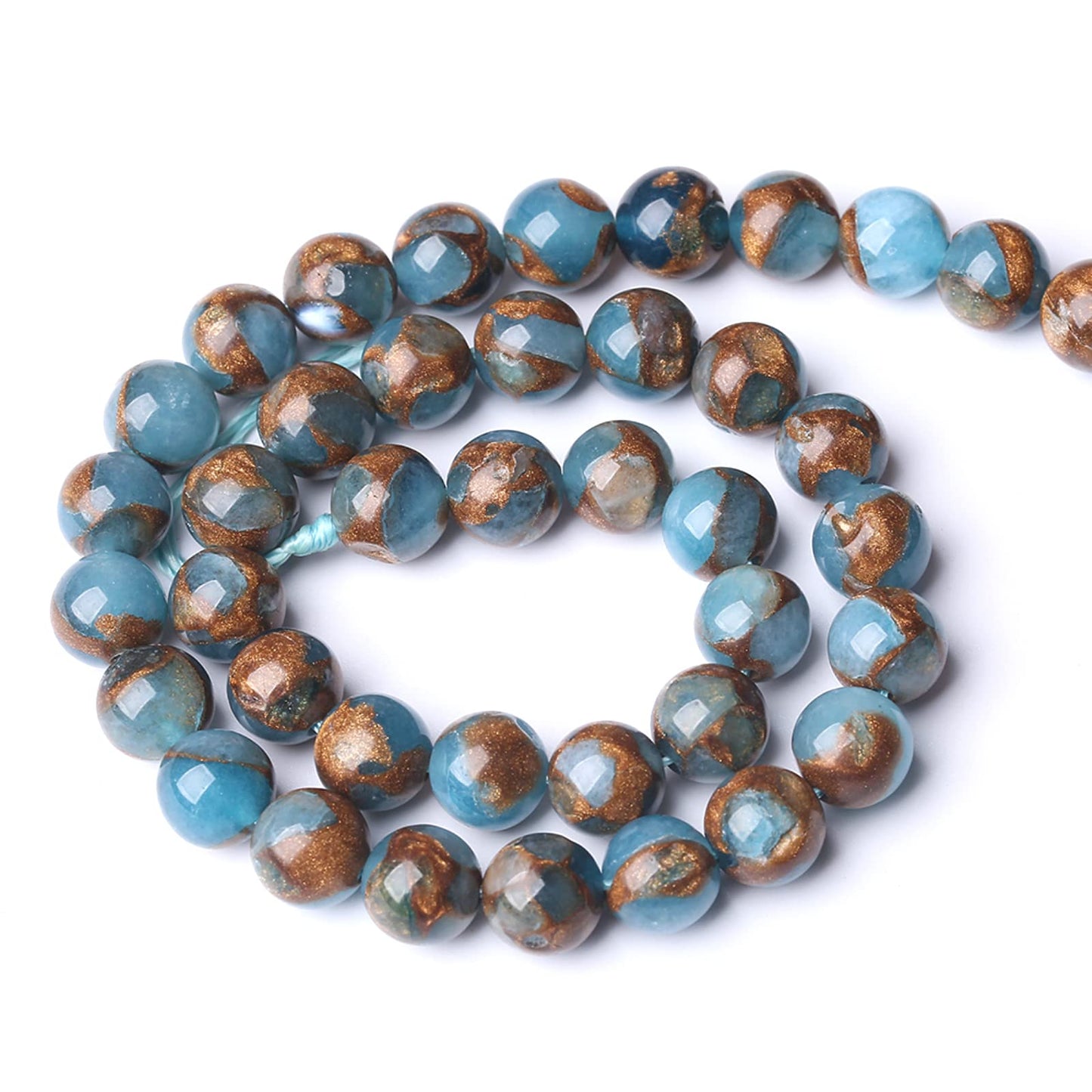 6mm 60pcs Lake Blue Cloisonne Craft Spacer Loose Beads for Jewelry Making DIY Bracelet