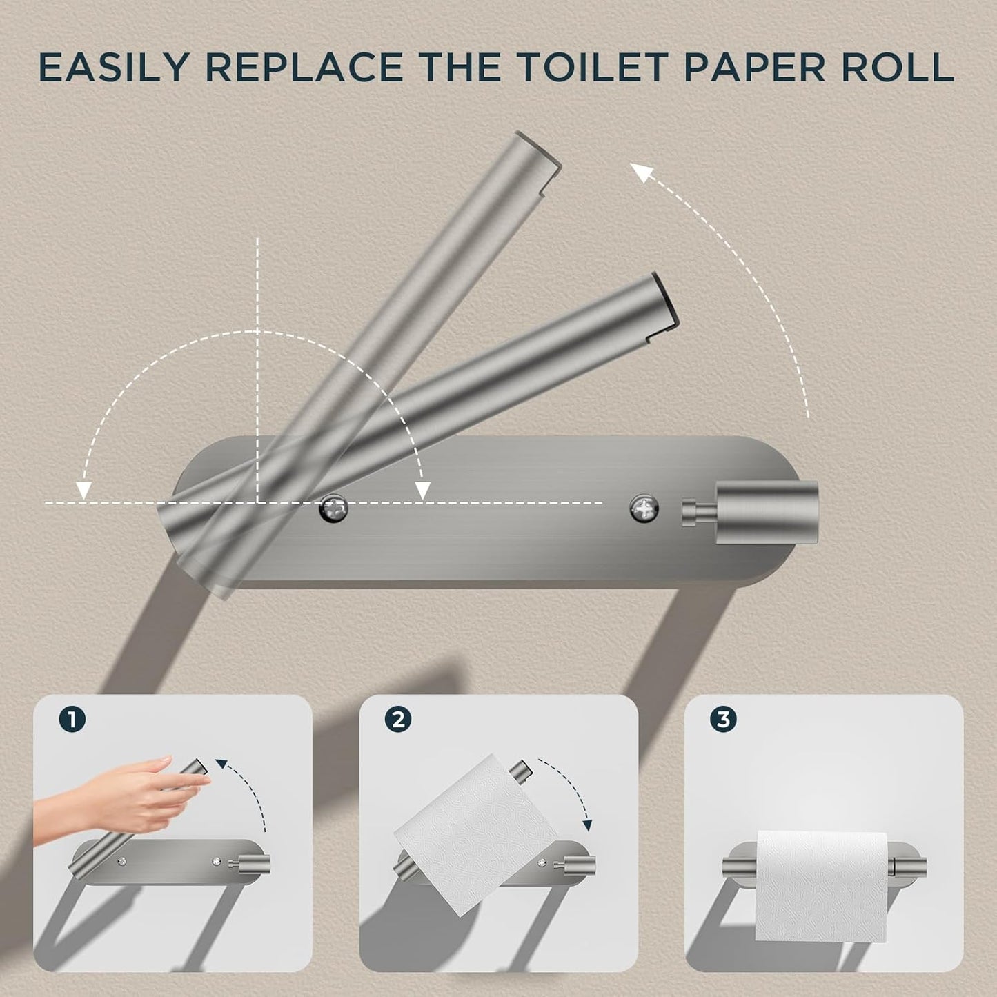 FORIOUS Toilet Paper Holder, Adhesive or Screw Wall Mount Pivoting Tissue Roll Holder for Bathroom, Stainless Steel Rustproof Self Adhesive Toilet Paper Roll Holder no Drilling, 2 Pack Brushed Nickel