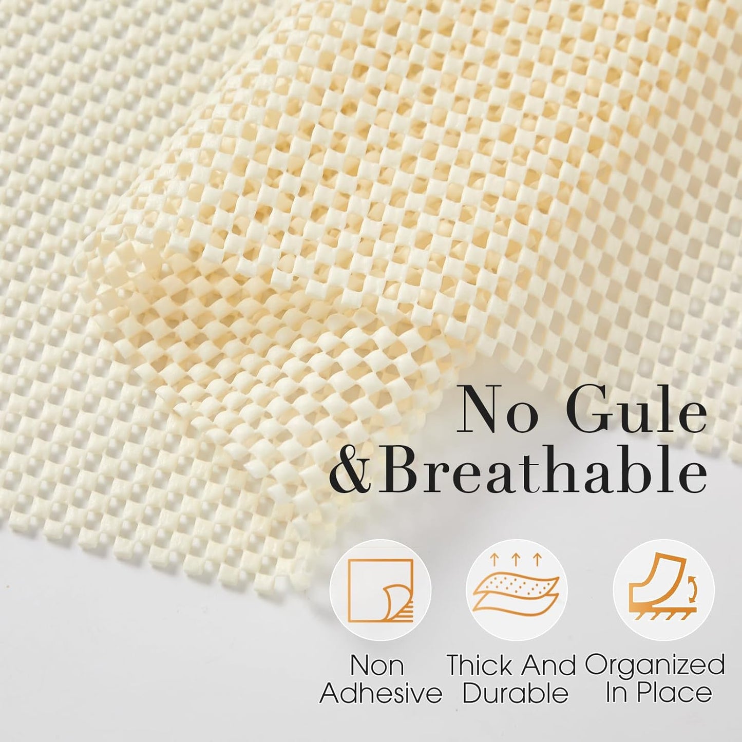 Beautysaid Shelf and Drawer Liner for Kitchen Cabinet, Non Adhesive Non Slip Shelf Paper Thickened for Dresser Pantry Shelve Bathroom Protector Liner Breathable Mat(Cream White Weave,23.6 in x 10 FT)