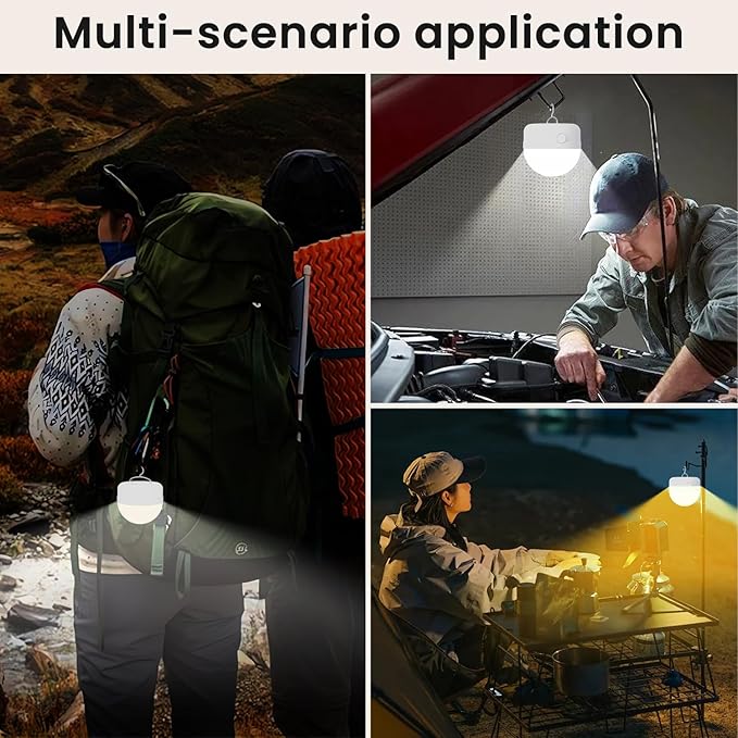 4Packs E26 Rechargeable Magnetic Light Bulbs with Remote and Hook, 10W 900LM Battery operated Emergency LED Bulb 3500mAh, Portable Large Camping Tent Lamp for Home, Hurricane, Power Outage & Outdoor