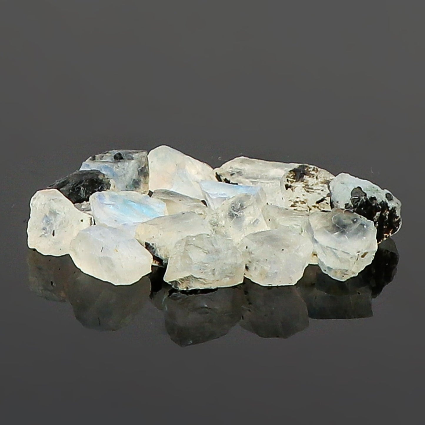 CRYSTALINES (50cts) Natural Raw Rainbow Moonstone Gemstones, Wholesale Rough Stones Lot Supplies, DIY Jewelry Making, Wire Wrapping, Healing Crystals, Gem Collection (Approx.15-17pcs)