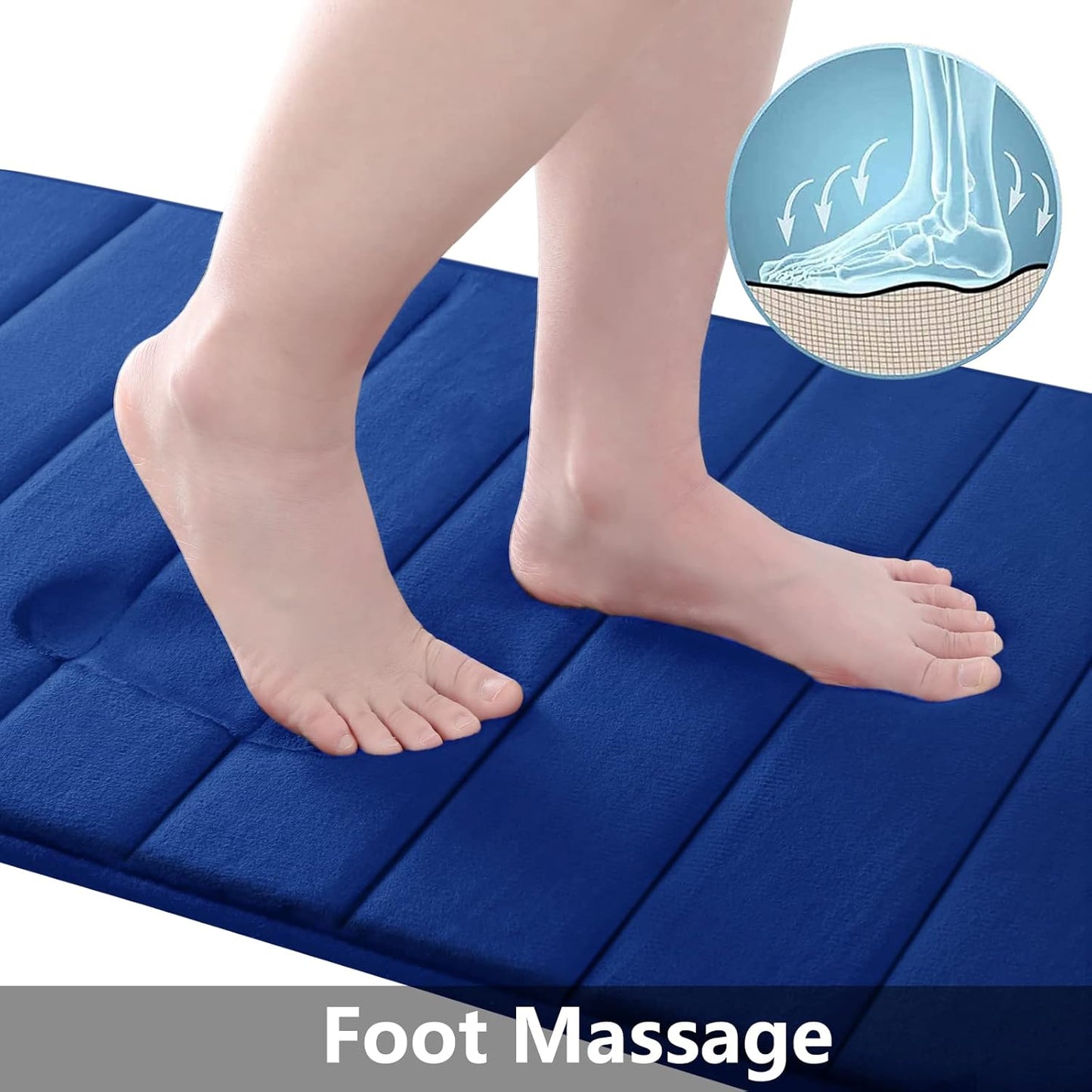 Buganda Memory Foam Bath Mat, 55" x 24", Ultra Soft and Non-Slip Bathroom Rugs, Water Absorbent and Machine Washable Bath Rug Runner for Bathroom, Shower, and Tub, Navy Blue