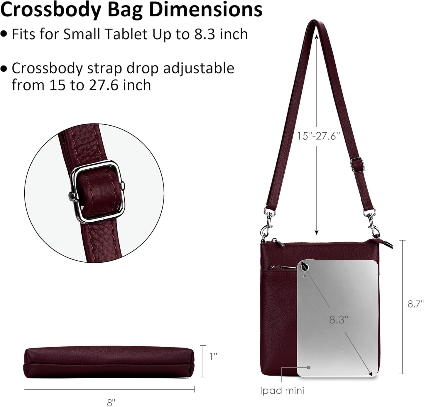 befen Genuine Leather Small Crossbody Purses for Women Travel Cross Body Bags Lightweight with Adjustable Shoulder Strap