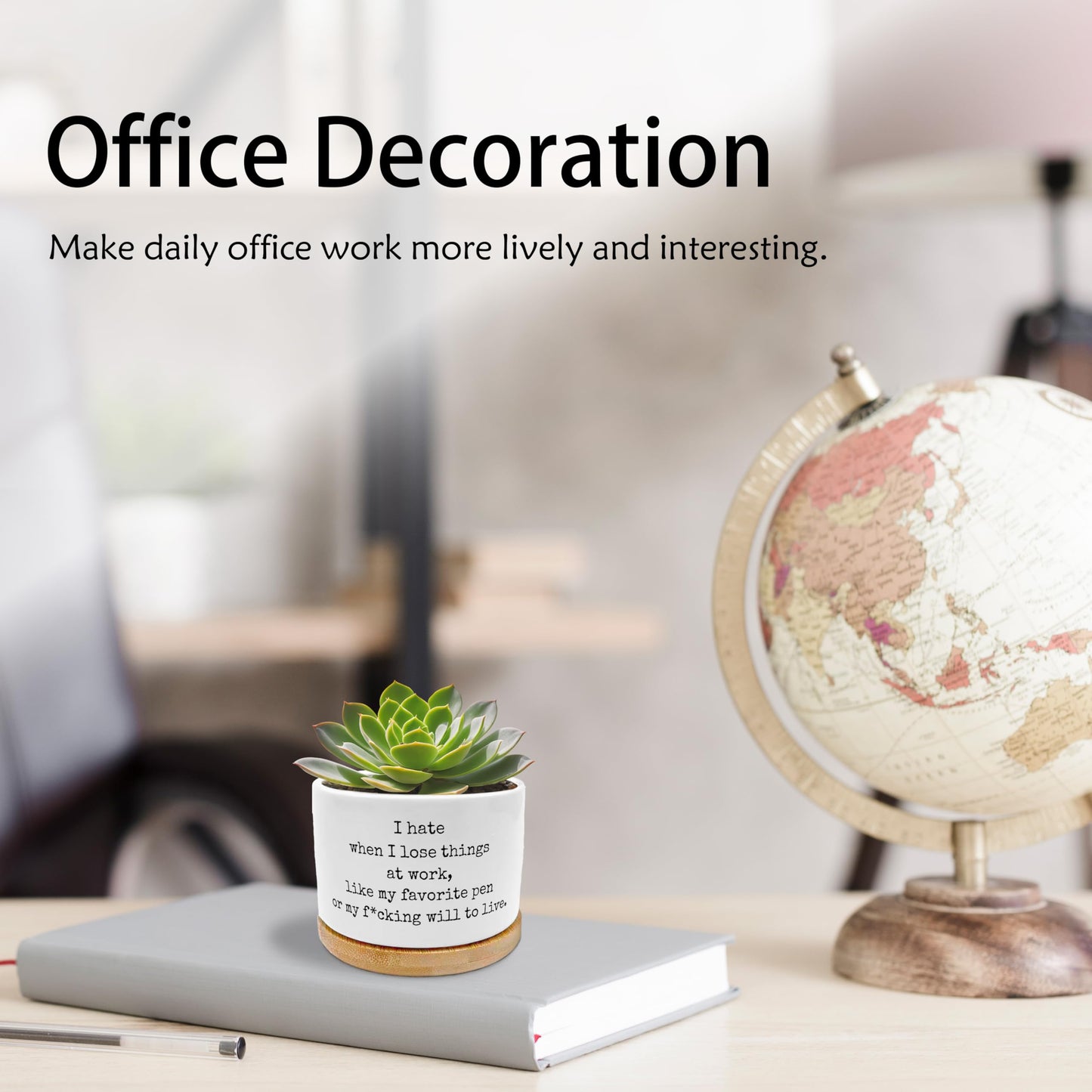 EVIHCG Office Humor Gifts Planter Pots, Funny Sarcastic Gifts for Coworkers, I Hate When I Lose Things at Work Ceramic Succulent Plant Flower Planters for Home Office Desk Table Shelf(No Plants)