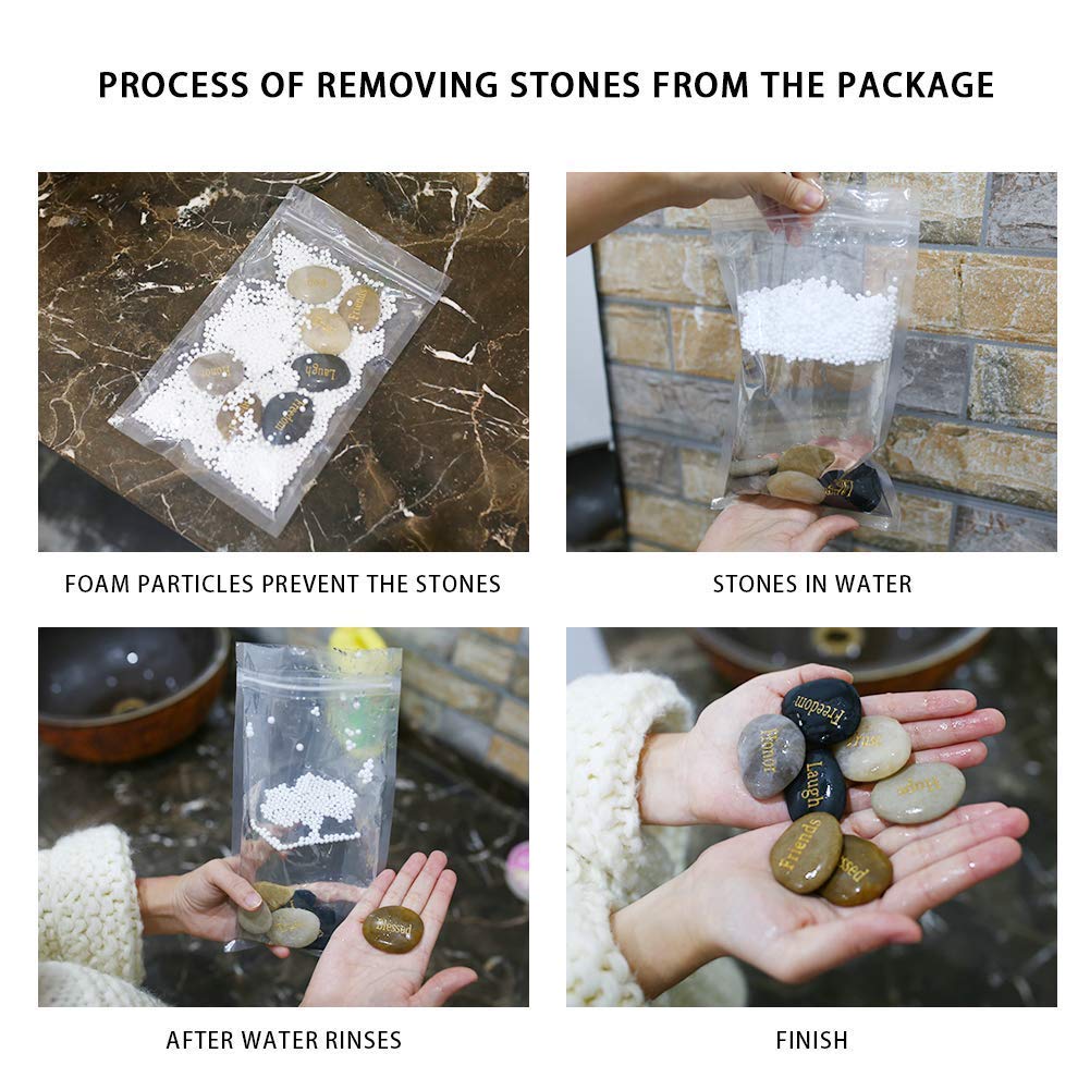 BigOtters 25PCS Inspirational Rocks - Encouragement Stones with Engraved Words for Meditation, Home Office Decor & Birthday, Gratitude Women Gifts